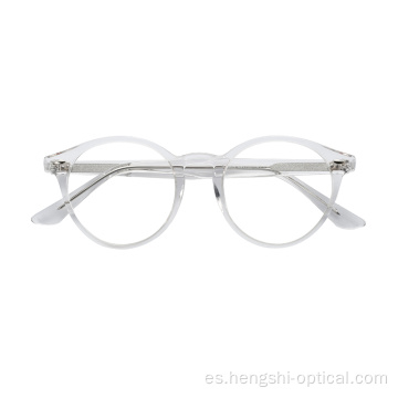 En stock redondear el marco de acetato de gafas ópticas transparentes